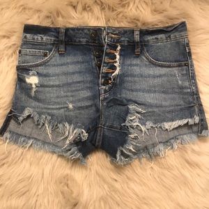Lizard thicket distressed denim shorts